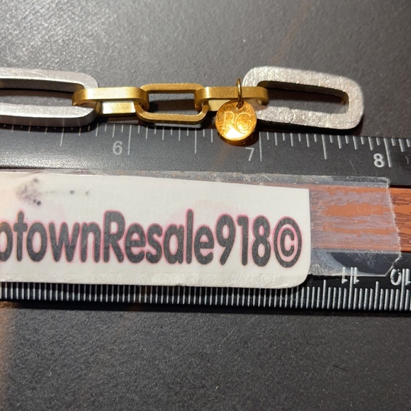 Rustic Cuff bracelet links silver gold - Picture 3 of 4